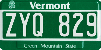 VT license plate ZYQ829