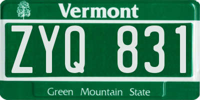 VT license plate ZYQ831