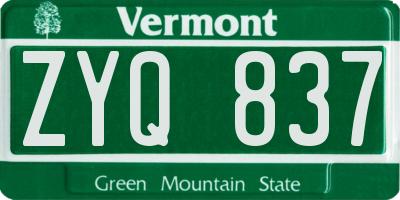 VT license plate ZYQ837