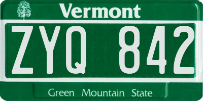 VT license plate ZYQ842