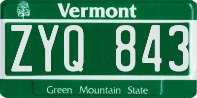 VT license plate ZYQ843