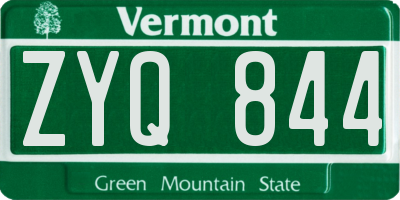 VT license plate ZYQ844