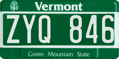 VT license plate ZYQ846