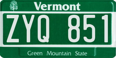 VT license plate ZYQ851