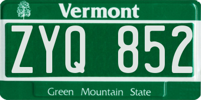 VT license plate ZYQ852