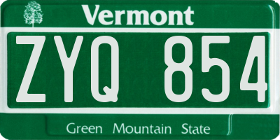 VT license plate ZYQ854