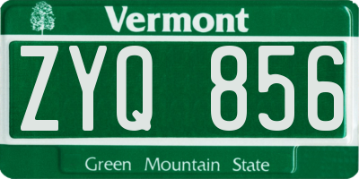VT license plate ZYQ856