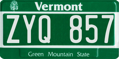 VT license plate ZYQ857