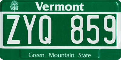 VT license plate ZYQ859