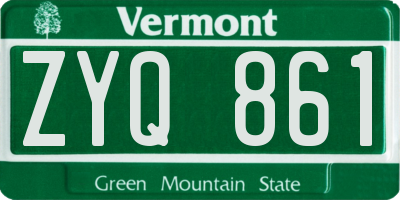 VT license plate ZYQ861