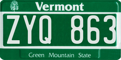 VT license plate ZYQ863