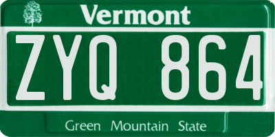 VT license plate ZYQ864