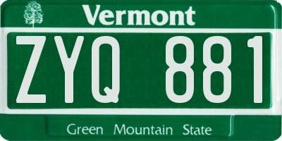 VT license plate ZYQ881