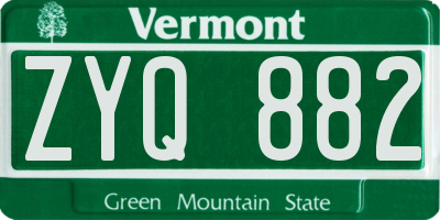 VT license plate ZYQ882