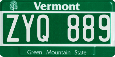 VT license plate ZYQ889