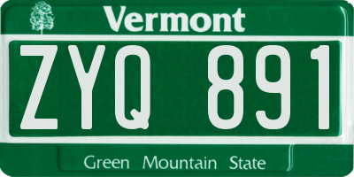 VT license plate ZYQ891