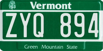 VT license plate ZYQ894