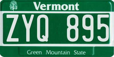 VT license plate ZYQ895