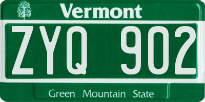 VT license plate ZYQ902