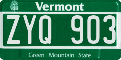 VT license plate ZYQ903