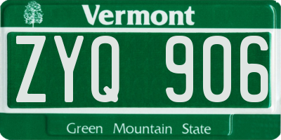 VT license plate ZYQ906
