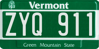 VT license plate ZYQ911