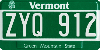 VT license plate ZYQ912