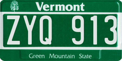 VT license plate ZYQ913