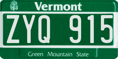 VT license plate ZYQ915