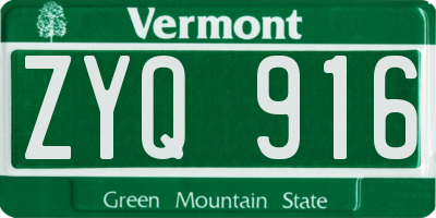 VT license plate ZYQ916