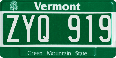 VT license plate ZYQ919