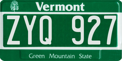 VT license plate ZYQ927