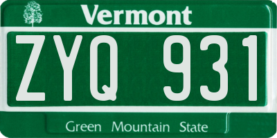 VT license plate ZYQ931