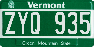 VT license plate ZYQ935