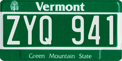 VT license plate ZYQ941