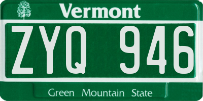 VT license plate ZYQ946
