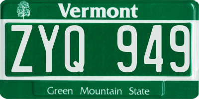 VT license plate ZYQ949