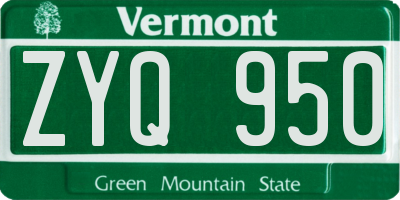 VT license plate ZYQ950