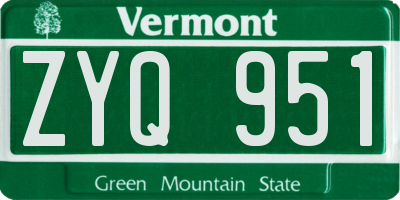 VT license plate ZYQ951