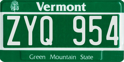 VT license plate ZYQ954