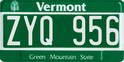VT license plate ZYQ956