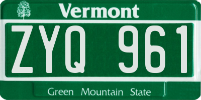 VT license plate ZYQ961