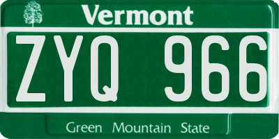 VT license plate ZYQ966