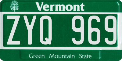 VT license plate ZYQ969