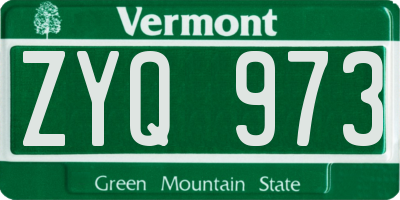 VT license plate ZYQ973