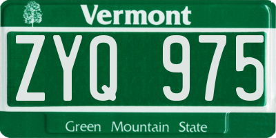 VT license plate ZYQ975