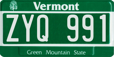 VT license plate ZYQ991