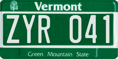 VT license plate ZYR041