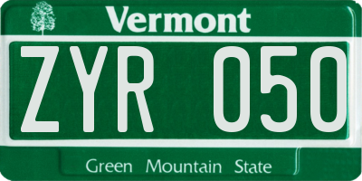 VT license plate ZYR050