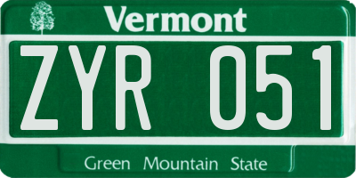 VT license plate ZYR051